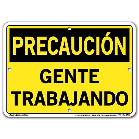 Vestil Aluminum Sign, 7-1/2" Height, 10-1/2" Width, Aluminum, Rectangle, Spanish SI-C-06-A-AL-080-S